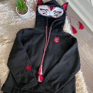 Cute Fox Hoodie-black